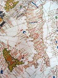 Itálie a Sicílie z renesanční mapy Evropy, Jacopo Russo (po), 1528