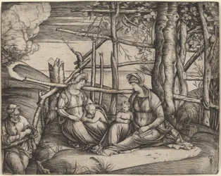 Svatá rodina se svatou Alžbětou a svatým Janem Křtitelem, c. 14991501.