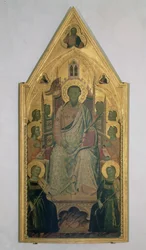 Sv. Bartoloměj na trůnu s anděly (tempera na panelu)
