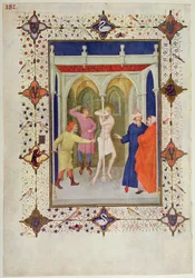 MS 11060-11061 Křížové hodiny: Tierce, Bičování Krista, z „Tres Riches Heures du Duc de Berry“