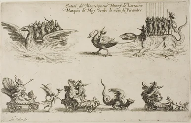 Vstup monseigneura Henryho de Lorraine, markýze de Moy, pod jménem Pirandre, z The Combat at the Barrier
