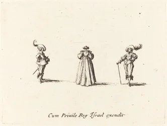 Lady Seen from Behind, and Two Gentlemen, pravděpodobně 1634.