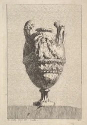 Váza s mužskou sirénou držící girlandu, od: Vázy, 1746.