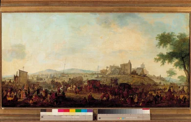 Pohled na vojenský manévrový tábor zřízený pod velením prince z Conde poblíž Saint Omer od 5. srpna do 25. září 1788 Toto je Louis V. Joseph de Bourbon-Conde (1736-1818). Obraz Jacques Francois Joseph Swebach (1769-1823) 1788 Ne