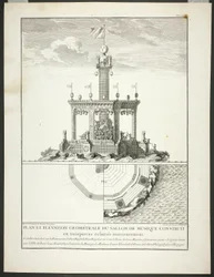 Plán a výřez hudebního sálu, třetí deska z knihy Description des Festes Données par la Ville de Paris