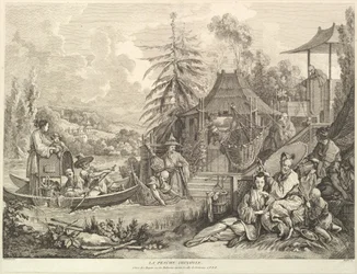 La Pesche chinoise Chinese Fishing, z Chinoiseries, po roce 1743.