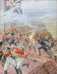 Napoleon (1769-1821) při obléhání Toulonu, 17. prosince 1793, ilustrace z knihy "Bonaparte" od G. Montorgueila, 1910