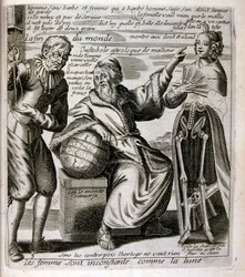 Rytá ilustrace ze sbírky přísloví ze 17. století. Paříž 1657-1663. Autor: Jacques Lagniet (1620-1675). Francouzský rytec. Od něho mnoho společensky kritických rytin a posměšných obrázků, jako jsou jeho někdy groteskní a fantastické ilustrace.