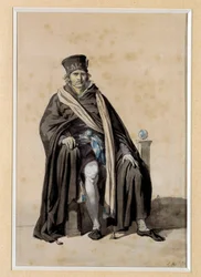 Konvence: projekt občanského kostýmu 1793 „“The habit of Judge““ Kresba Jacquese Louise Davida (1748-1825) Ne. 0,3x0,2 m Versailles, musee du chateau