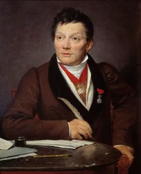 Portrét Alexandra Lenoira (1761-1839) archeologa a kurátora Musee des Monuments francais Obraz Jacquese Louise Davida (1748-1825) 1817 ne. 0,76x0,62 m - Portrét Alexandra Lenoira (1761-1839), archeologa a kurátora Muzea F.