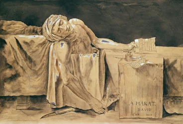 The Death of Marat, 1793 (pero a inkoust a wc na papíře)