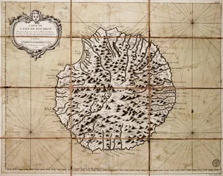 Mapa ostrova Bourbon zpracovaná v depozitáři map a námořních map