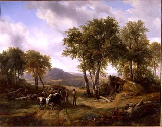 Dřevorubci odcházející z lesa v Millau, 1832