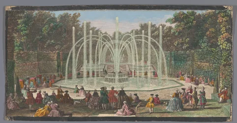Pohled na Bosquet des Trois Fontaines v zahradě Versailles Les Trois Fontaines (název na objektu)