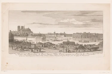 Gezicht op Parijs van de Notre Dame tot de Pont de la Tournelle Pohled na Paříž od Notre-Dame k Pont de la Tournelle (...) pořízený z Quai de Miramion (název na objektu)