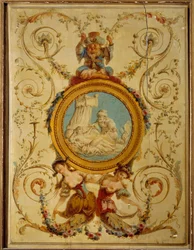 Dekorativní panel tureckého kabinetu hraběte z Artois ve Versailles. Malba na dřevě od Jacquese Rousseaua (1630-1693)
