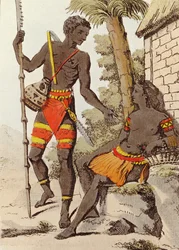 Muž a žena z Palauských ostrovů, 1805 (barevná rytina)