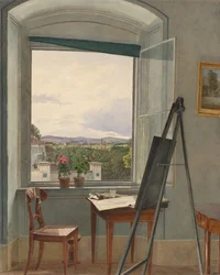 Pohled z umělcova ateliéru v Alservorstadtu směrem k Dornbachu, 1836