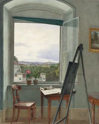 Pohled z umělcova ateliéru v Alservorstadtu směrem k Dornbachu, 1836