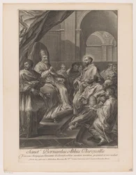 Heilige Bernardus van Clairvaux voor paus Innocent II Saint Bernardus opat z Clareualis (titul na předmětu)