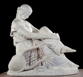 Sapho (nebo Sappho, 7. stol. př. n. l.), řecký básník antiky. Mramorová socha od Jamese Pradiera (1790-1852)