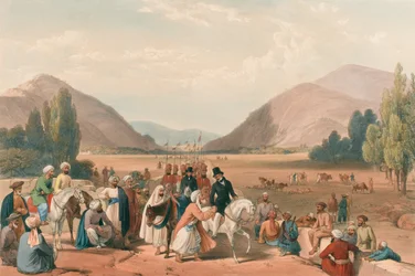 ‚Vchod do Kaubulu z Killa-Kazee [sic]‘, kolem roku 1840 (litografie, tónovaná)