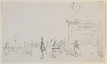 Skupina postav na promenádě, 1857.