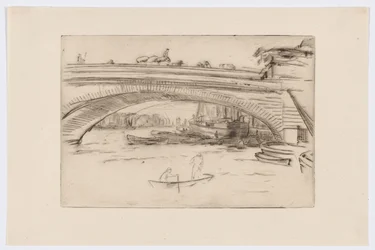 Londýnský most, asi 1875 (suchá jehla; tuš na papíře)