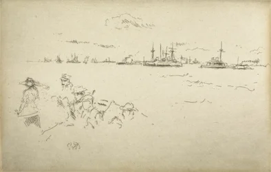 Monitory, ze souboru dvanácti leptů s názvem The Naval Review, 1887