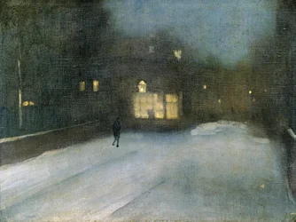 Nokturno v šedé a zlaté: Chelsea Snow, 1876