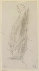Profilová skica stojící staré ženy, 1858.