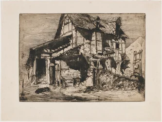 Nebezpečný činžák. Jeden z dvanácti leptů z přírody The French Set, 1858.