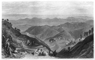 Mussoorie a údolí Dhoon, Indie, c1860.