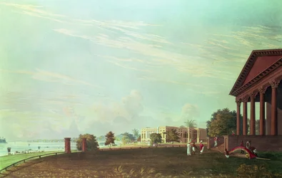 Barrackpore House, Kalkata, ryl Robert Havell, hospoda. 1824 (rytina)