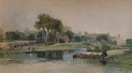 Hrad Windsor z Etonského hřiště, c1838