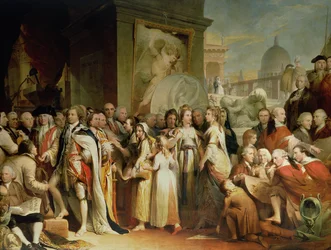 Distribuce prémií ve společnosti umění, pátá v sérii Pokrok lidské kultury a znalostí, c.1777-84