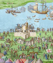 Potopení Mary Rose během bitvy u Solentu, 1545, 1778 (rytina) (později kolorování)