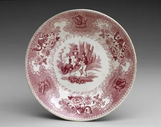 Talíř, kolem 1837-44 (hliněné nádobí s přenosovým potiskem)