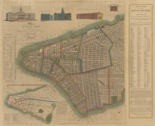Město New York: Longworthova vysvětlující mapa a plán, 1817.