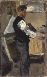 Willy Finch ve studiu, kolem 1880-82 (olej na plátně)