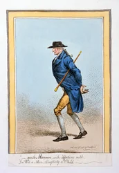 "Gentle Manners, with affections mild, in Wit a Man, Simplicity a Child", vydala Hannah Humphrey v roce 1798 (ručně kolorovaný lept)
