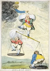 Jack a Both Sides, vydal William Humphrey v roce 1783 (ručně kolorovaný lept)