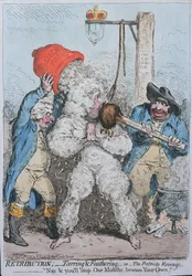 Odplata: Hannah Humphreyová v roce 1795 (ručně kolorovaný lept).