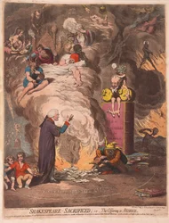 Shakespeare obětovaný aneb Obětování lakomství, hospoda. 1789 (ručně kolorovaná rytina)