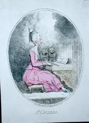 St. Cecilia, vydala Hannah Humphrey v roce 1782 (ručně kolorovaný lept)