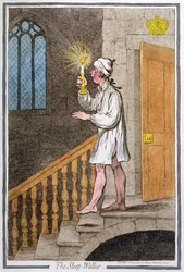 The Sleep-Walker, který vydala Hannah Humphrey v roce 1795 (ručně kolorovaný lept0