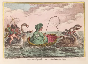 Venuše a la Coquelle; nebo Labutí moře Venuše, hospoda. 1809 (ručně kolorovaná rytina)
