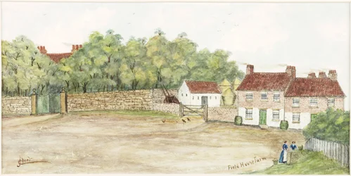 Field House Farm (akvarel, tělová barva a inkoust na papíře)
