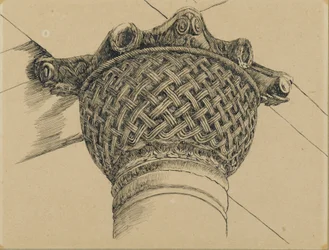 Hlavní město z mešity El-Aksa, ilustrace ze Života našeho Pána Ježíše Krista, 1886-94 (pero a inkoust na papíře připevněné na desce)