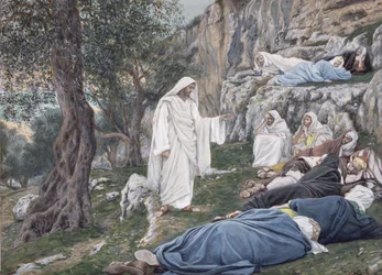 Kristus přikazuje svým učedníkům odpočívat, ilustrace pro Život Krista, kolem 1886-94 (wc a kvaš na kartonu)
